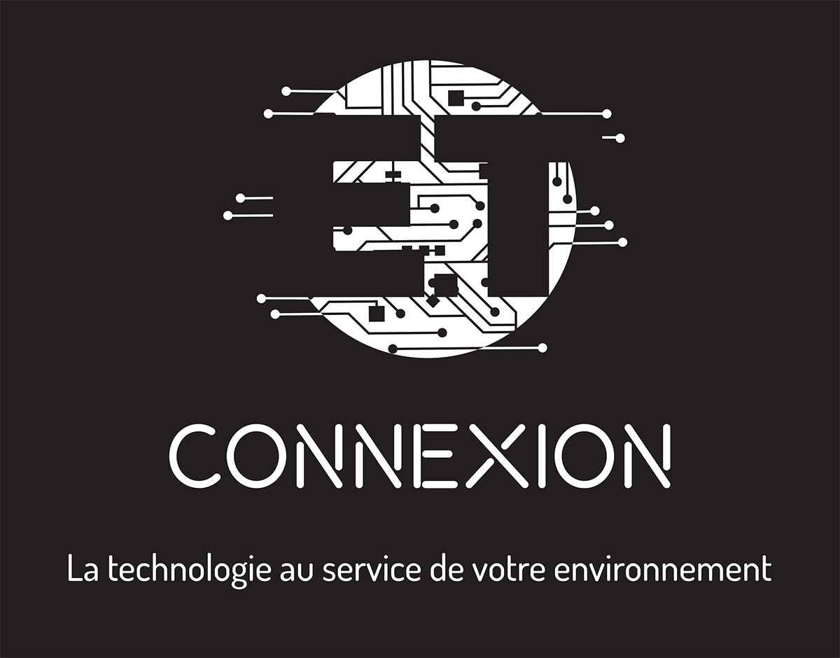 Logo et-connexion texte en blanc sur fond noir