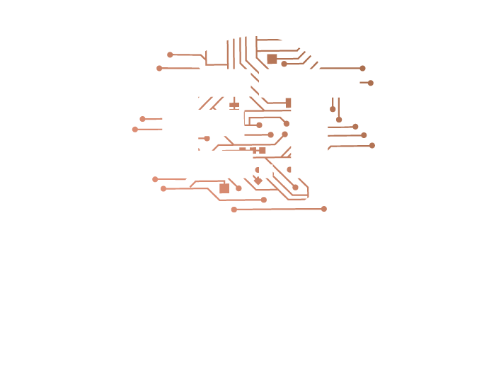 Logo ET-CONNEXION circuit imprimé en couleur cuivre et texte de couleur blanc